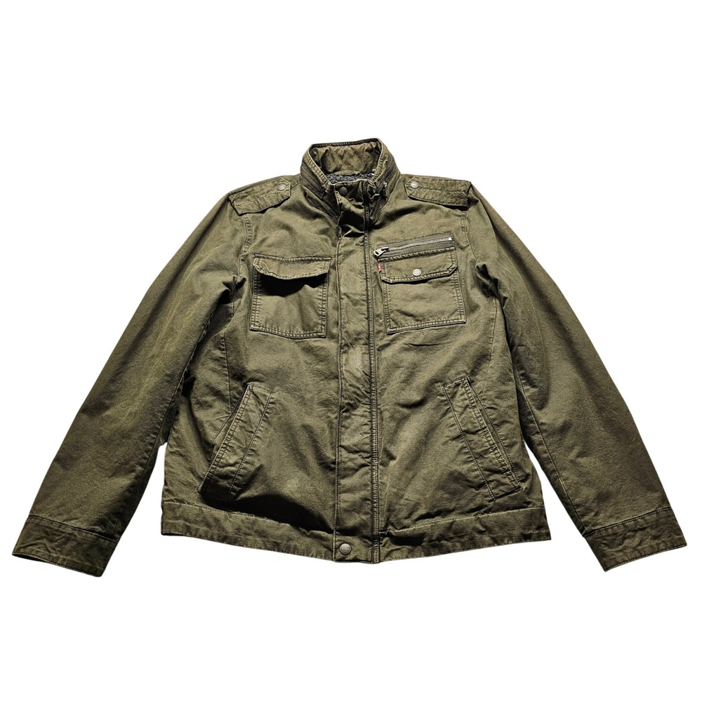 Levis Field Jacket Mens M Green Cotton Sherpa Lined Military Utility LM7RC394